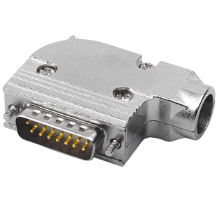 工业级L型DB15母头DB15公头15针连接器电脑串口头90度弯头金属壳