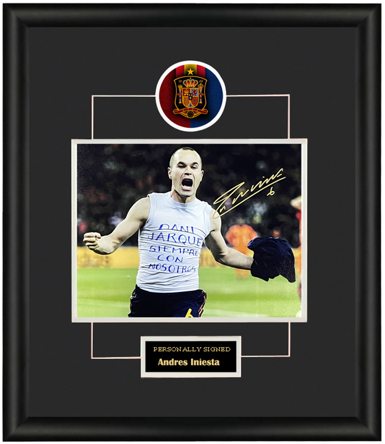 小白 伊涅斯塔 亲笔签名 照片裱框 含sa证书 南非世界杯 绝杀