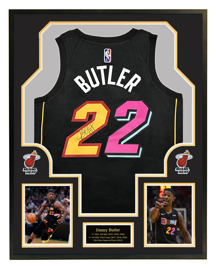 吉米巴特勒签名热火城市版球衣 75周年款 裱框 带证书 珍藏