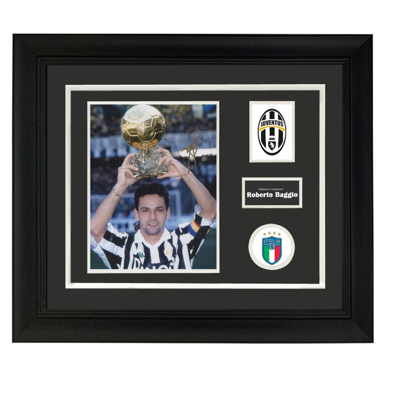 尤文图斯 罗伯特巴乔 亲笔签名 照片裱框 含sa证书 忧郁王子