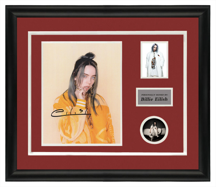 现货收藏比莉艾利什碧梨亲笔签名照片 含证书裱框