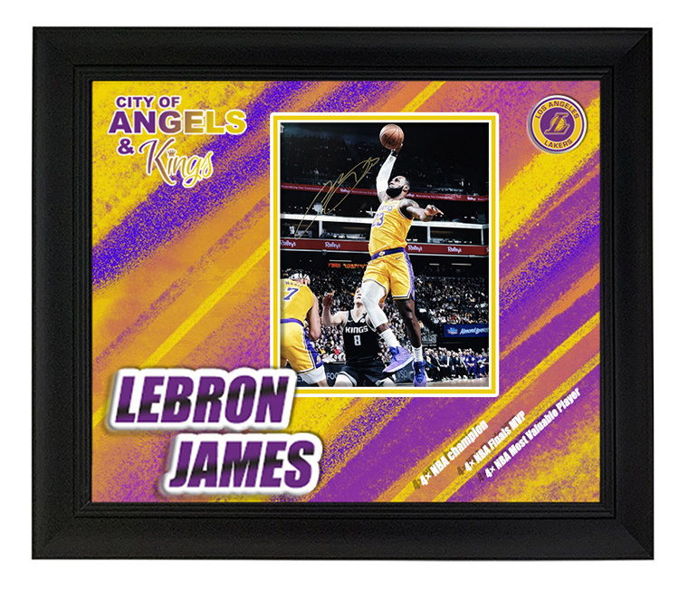 收藏 勒布朗詹姆斯lbj 亲笔签名 照片裱框 含sa证书 湖人 nba