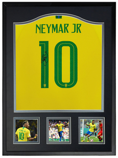 2018世界杯巴西队 内马尔 亲笔签名足球服球衣 裱框 带sa证书
