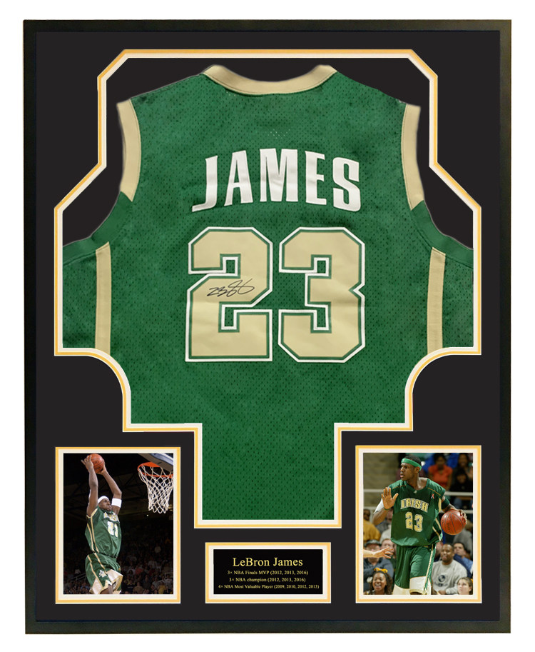 勒布朗詹姆斯 亲笔签名球衣 圣玛丽高中 裱框 带证书收藏