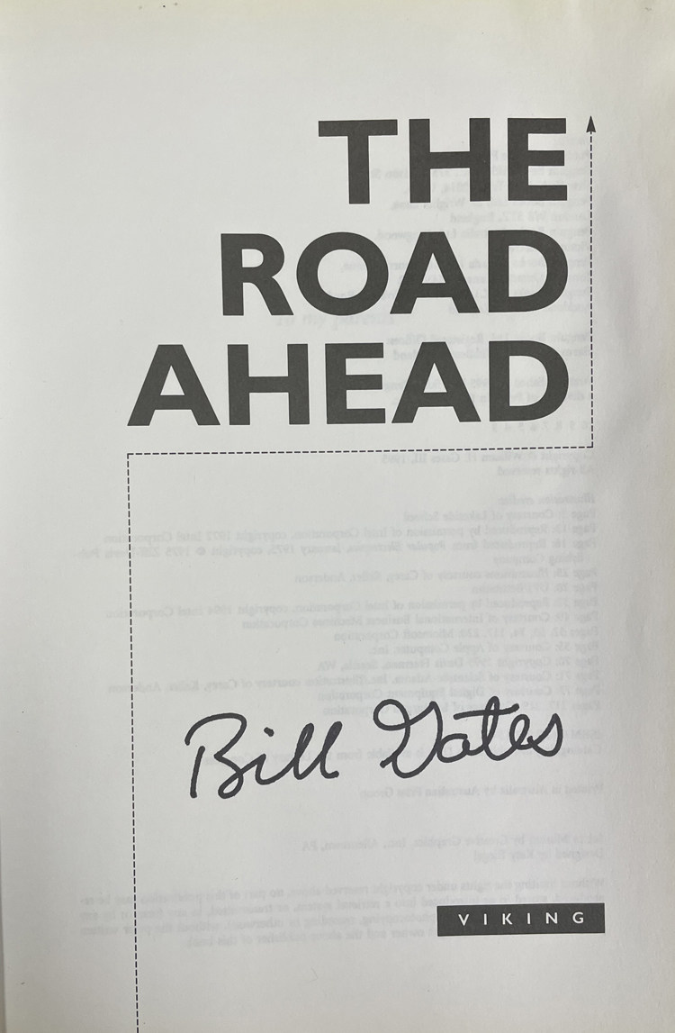 收藏 比尔盖茨 亲笔签名 the road ahead未来之路 含sa证书 微软