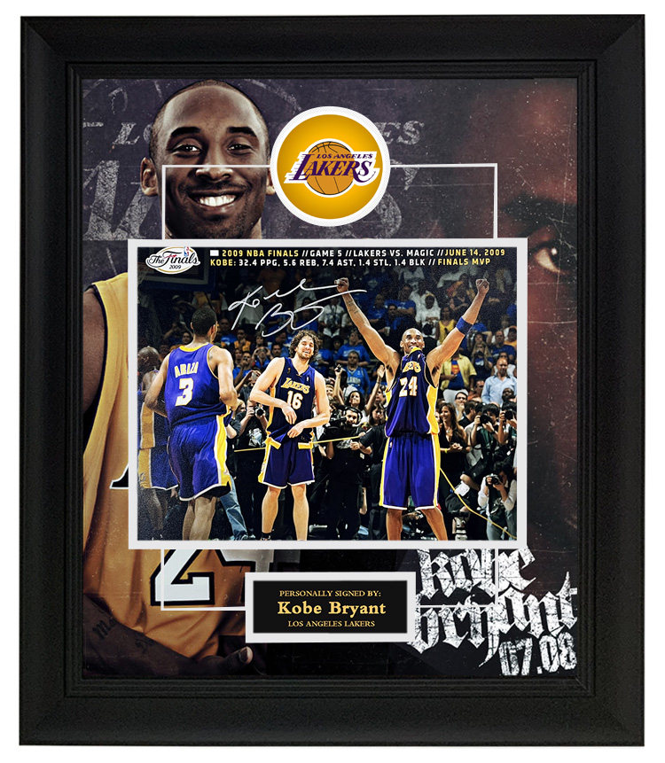 湖人科比亲笔签名照片 2009总决赛kobe 带裱框 含证书 珍藏