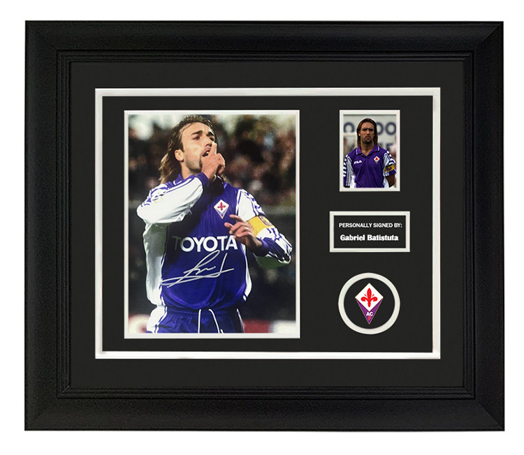 收藏 巴蒂斯图塔 亲笔签名 照片裱框 含sa证书 战神 紫百合 佛罗伦萨