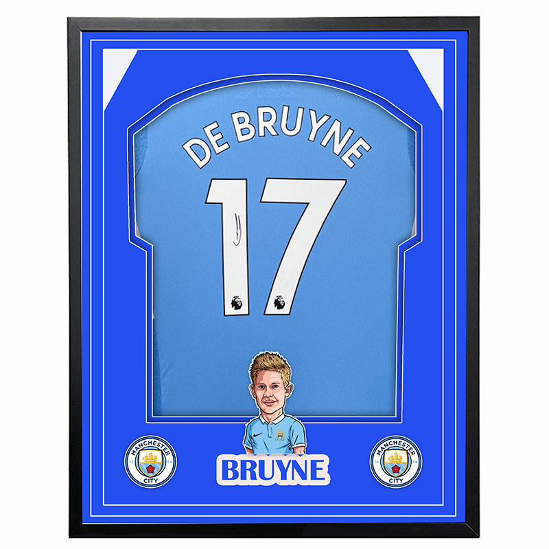 21-22 曼城队 德布劳内亲笔签名足球服球衣 含sa证书裱框