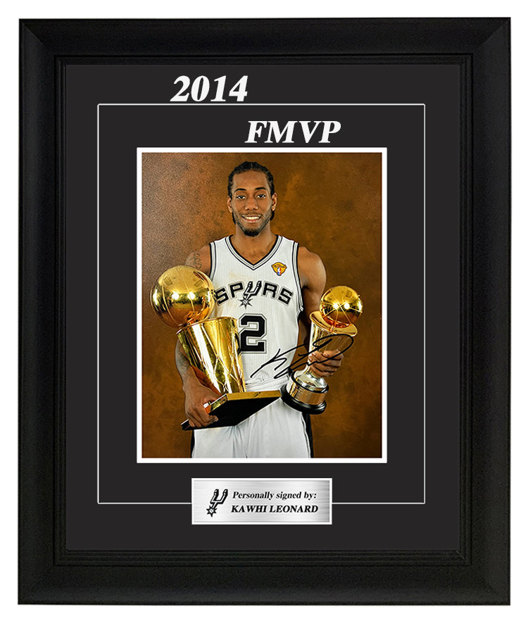 马刺队fmvp小卡 伦纳德亲笔签名照片 裱框 带证书 珍藏