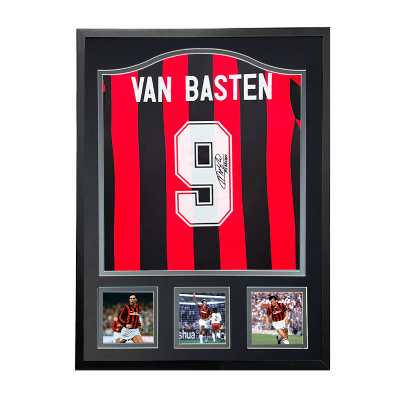 ac米兰 范巴斯滕 亲笔签名 足球服球衣 含sa证书 裱框