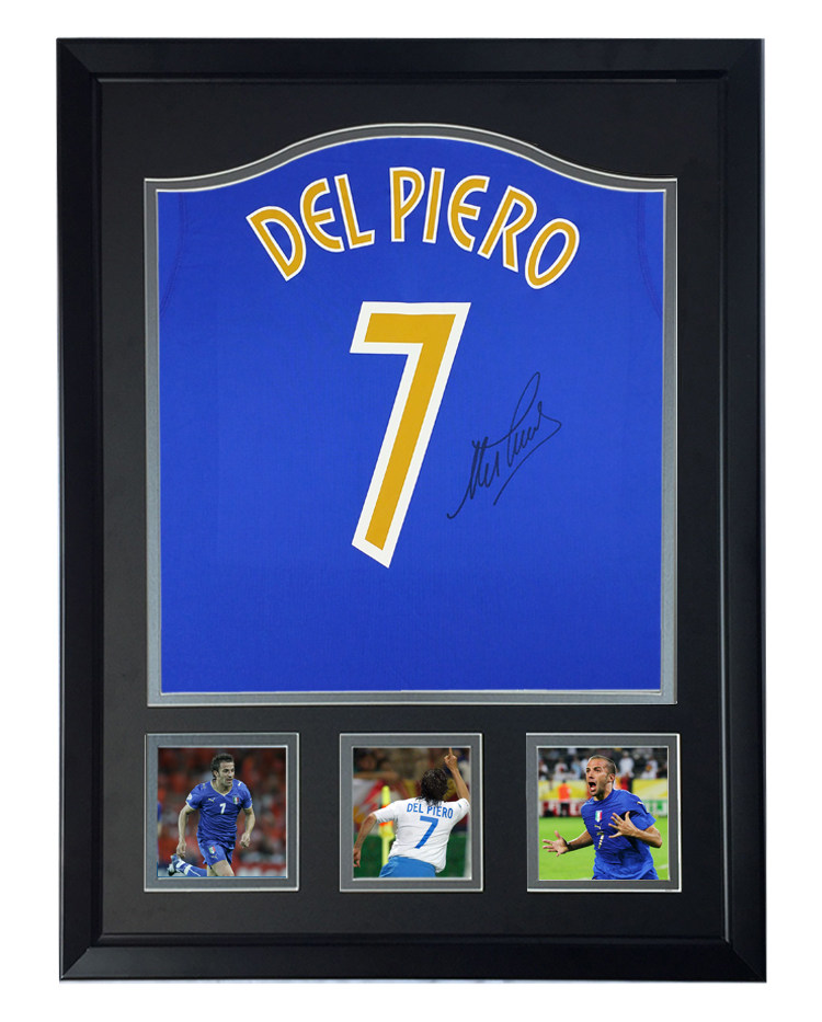 皮耶罗 亲笔签名 2004意大利队 足球服 球衣 裱框 含sa证书