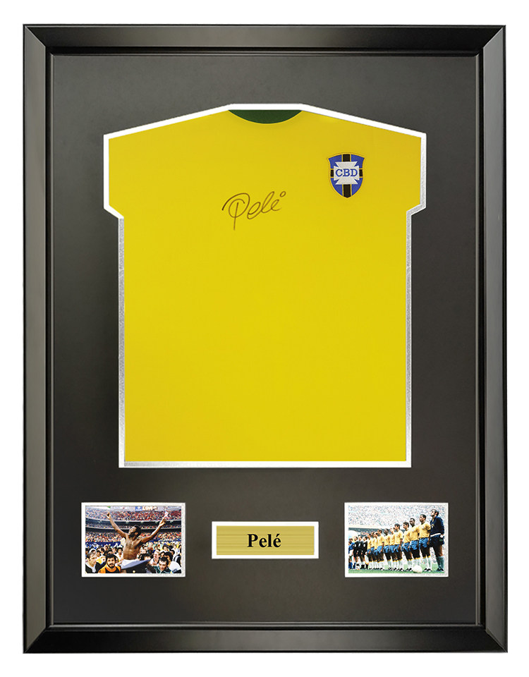 球王 贝利 1970世界杯巴西队 亲笔签名足球服球衣 裱框含sa证书收藏