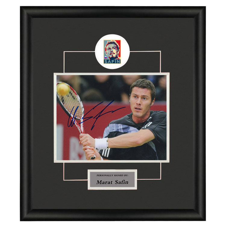 网球选手马拉特萨芬亲笔签名照片含证书裱框