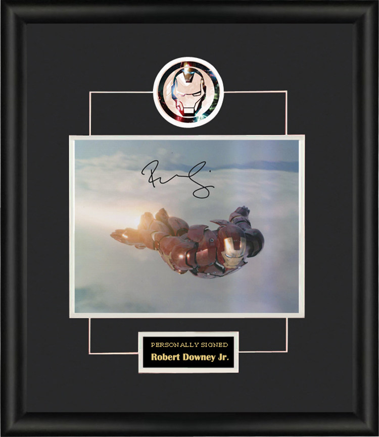 收藏 小罗伯特唐尼 钢铁侠 亲笔签名 照片裱框 含sa证书  漫威