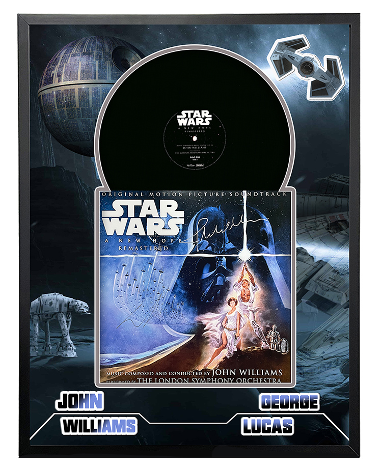 约翰威廉姆斯 乔治卢卡斯 亲笔签名 星球大战新希望黑胶lp sa证书