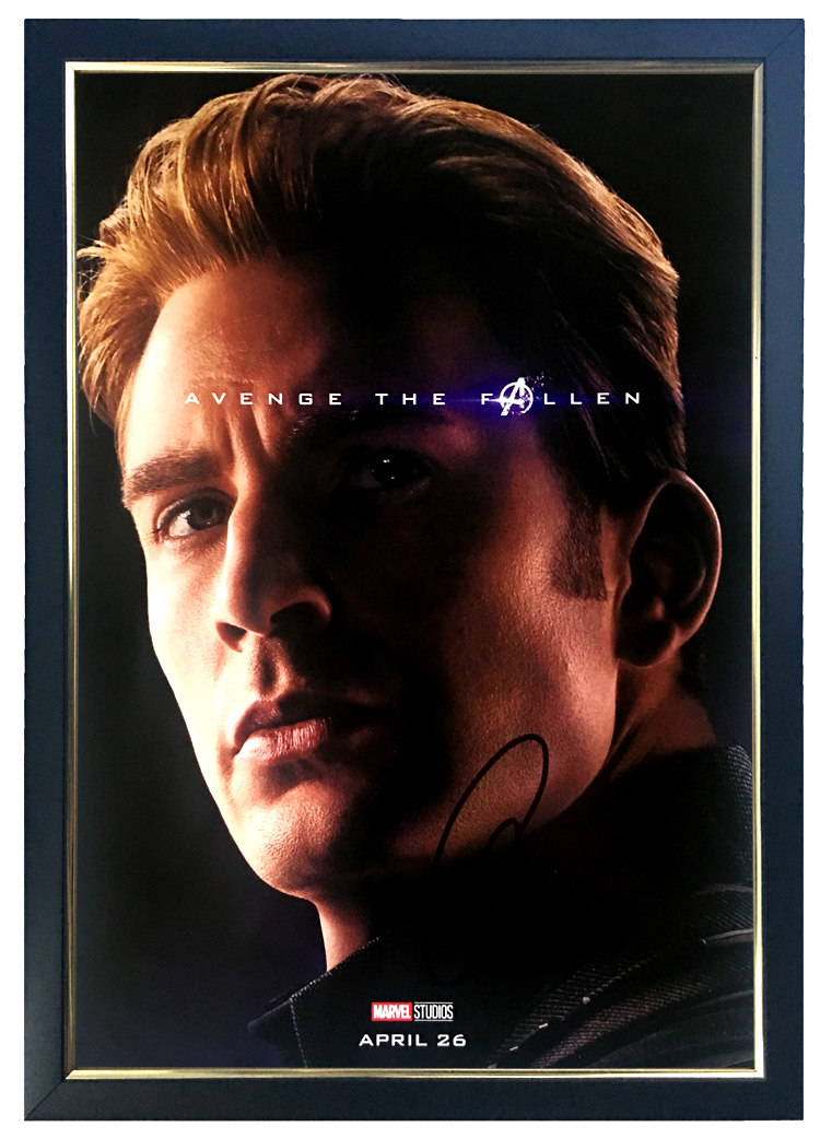 漫威复仇者联盟四克里斯埃文斯亲笔签名角色海报照片证书美国队长