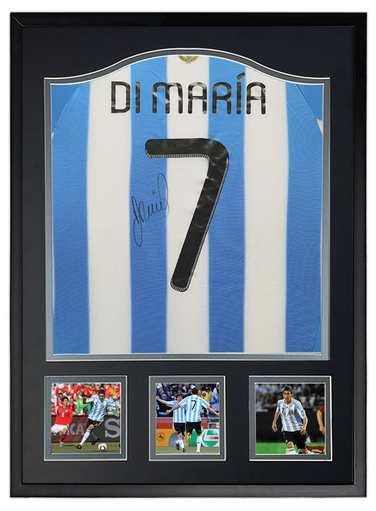 迪马利亚 迪玛利亚 2010世界杯阿根廷队 亲笔签名足球服球衣 裱框含sa
