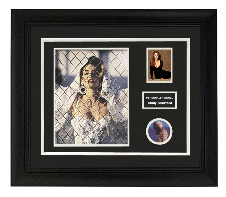 收藏 辛迪克劳馥 亲笔签名 照片裱框 含sa证书 超级名模