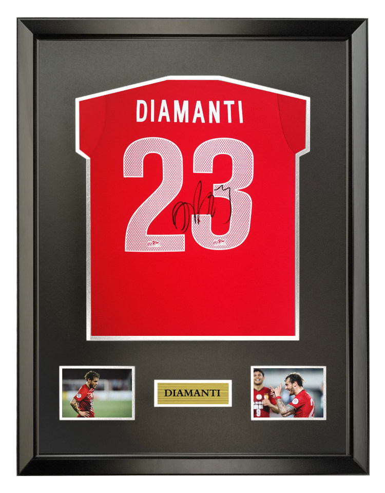 迪亚曼蒂 恒大 亲笔签名 足球服球衣 含证书 裱框