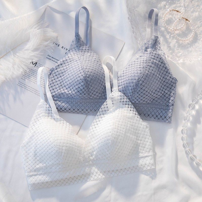 夏季超薄款美背内衣少女士无钢圈聚拢大胸显小收副乳白色小文胸罩