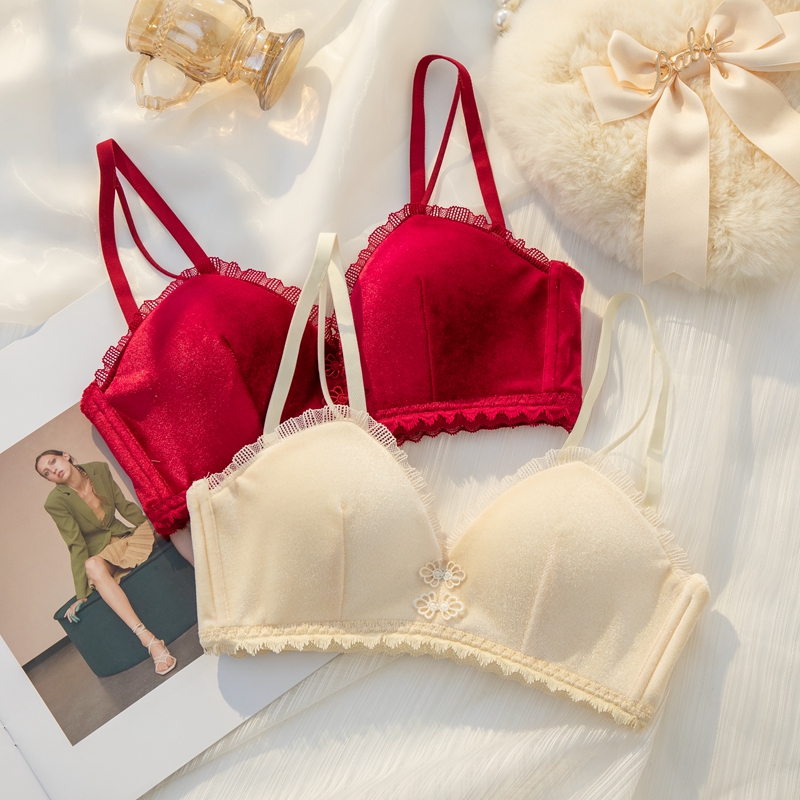 法式丝绒保暖内衣女小胸聚拢