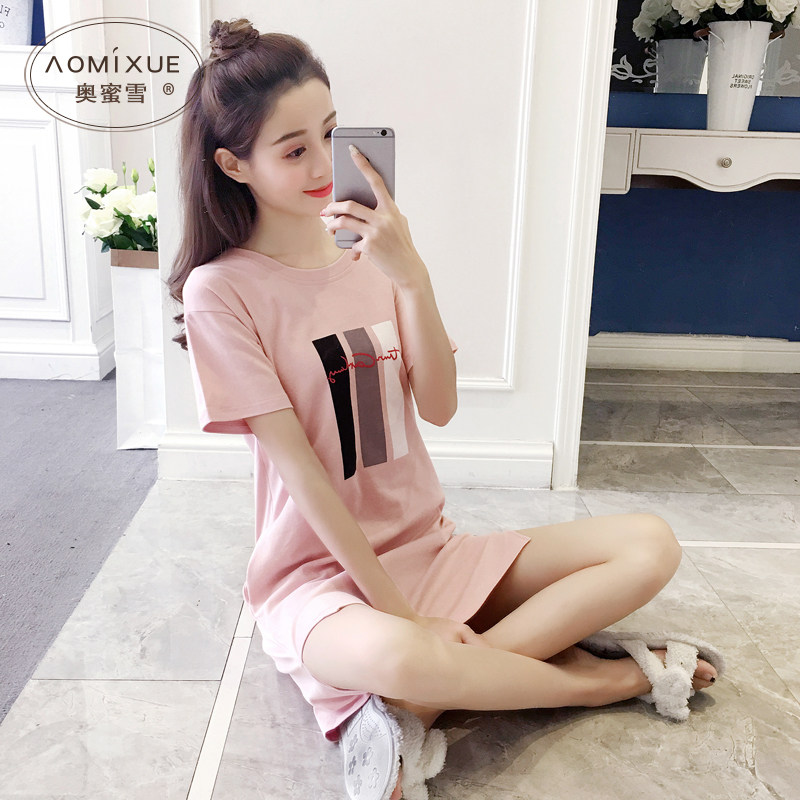 夏季睡裙女士夏天薄款大u码宽松全棉居家服女生睡衣简约可外穿,女士内衣/男士内衣/家居服,睡裙,淘宝优惠券,粉丝福利购,淘宝优惠卷