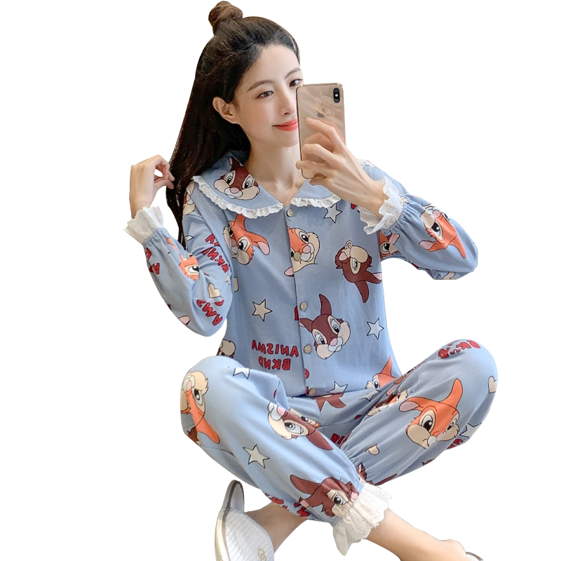 新款可爱卡通学生长袖长裤家居服