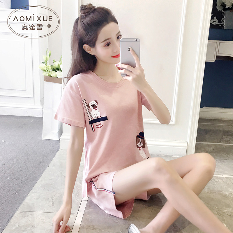 睡衣女夏季2025新款纯棉卡通薄款女款短袖短裤套装可爱韩版家居服