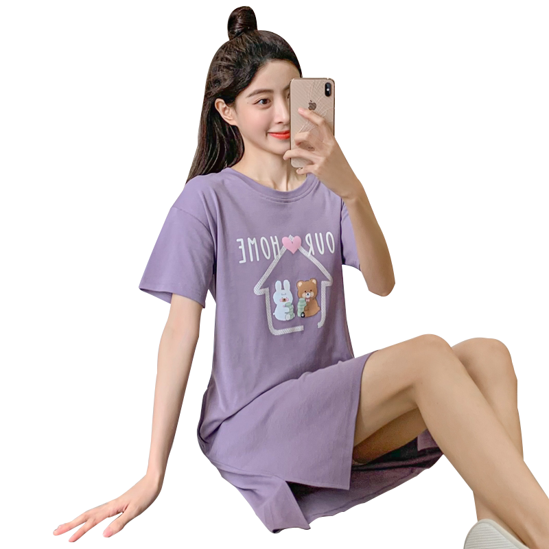 新款睡裙女纯棉短袖甜美可爱