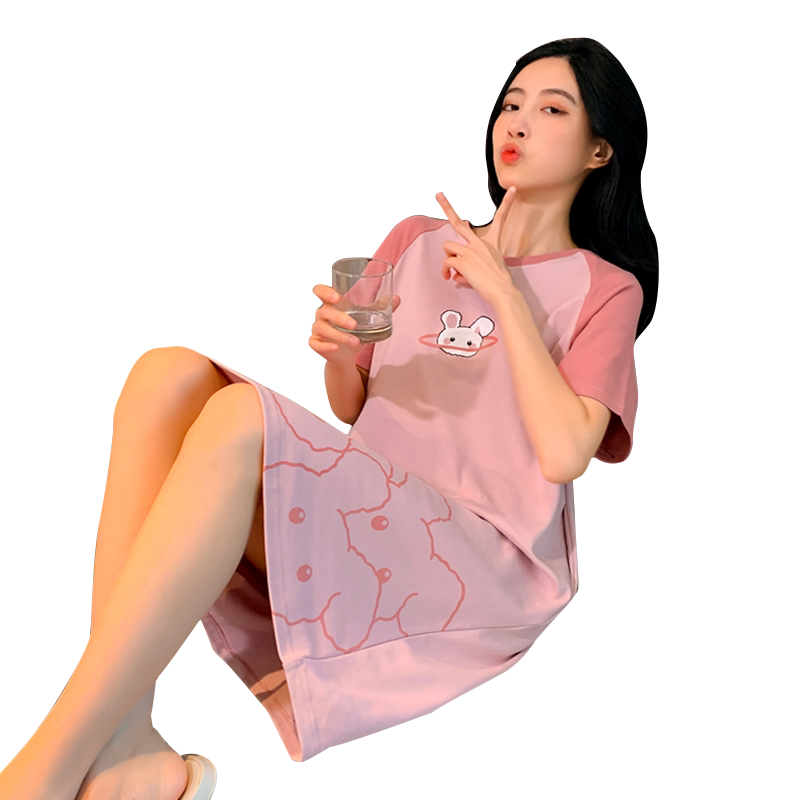 纯棉睡裙夏天短袖睡衣家居服