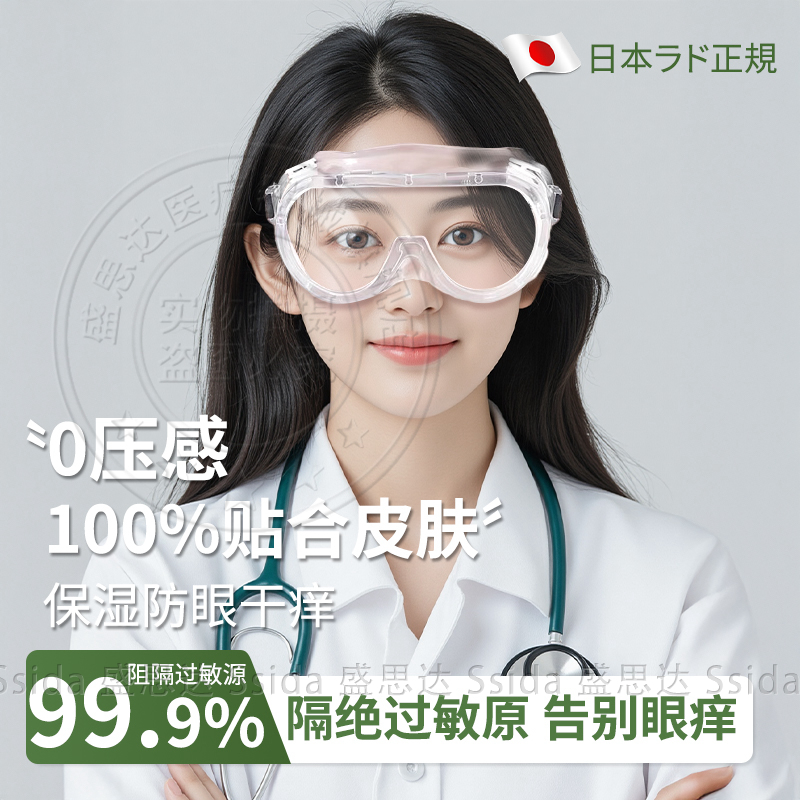 防风护目镜防灰尘不起雾劳保防飞溅可戴眼镜防花粉过敏风沙术后用