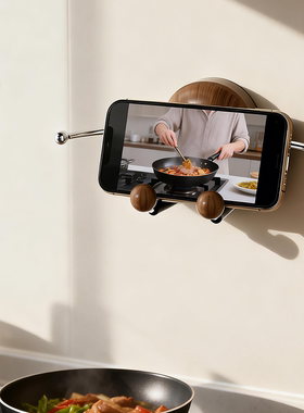 吸盘手机支架厨房浴室中古风免打孔下厨做菜追剧真空吸附固定摆件