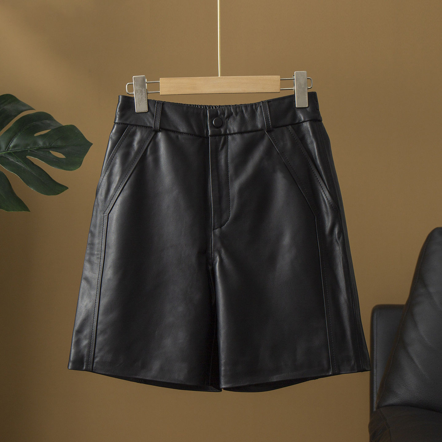 绵羊皮真皮皮裤女短裤中裤宽松阔腿时尚高腰显瘦五分皮裤子百搭女,女装/女士精品,休闲裤,淘宝优惠券,粉丝福利购,淘宝优惠卷