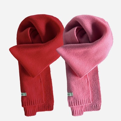chiqwawa红色100纯羊毛羊绒围巾