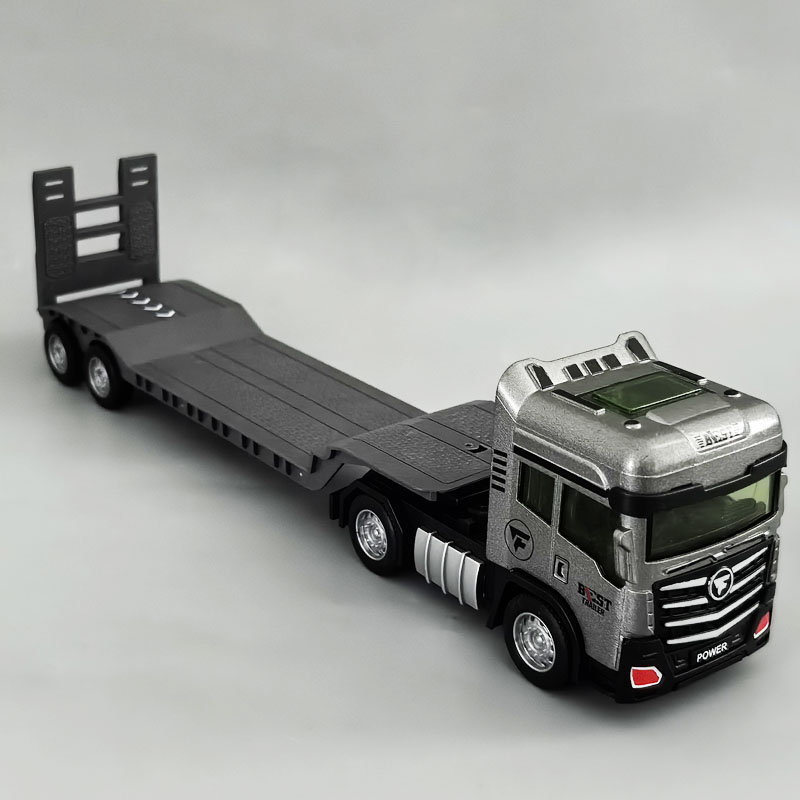 大号合金平板运输车玩具儿童惯性拖车男孩工程车半挂卡车挖掘机