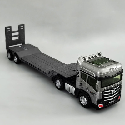 大号合金平板运输车玩具儿童惯性拖车男孩工程车半挂卡车挖掘机