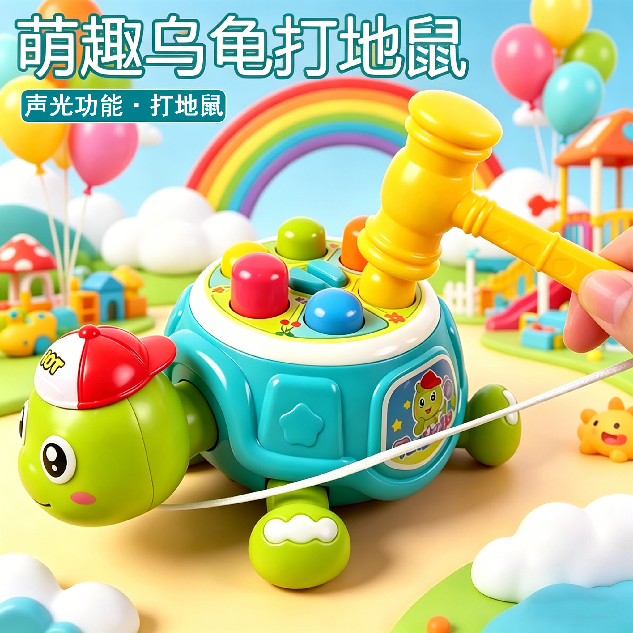 多功能乌龟打地鼠机儿童益智幼儿声光儿歌早教认知敲击玩具模型