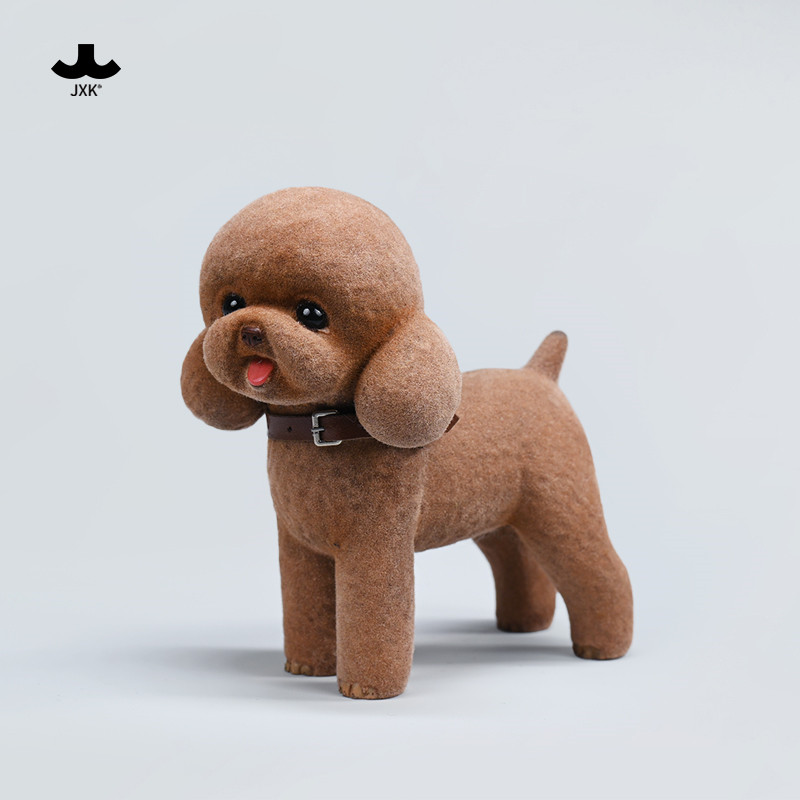 JXK植绒贵宾犬模型治愈系摆件图片