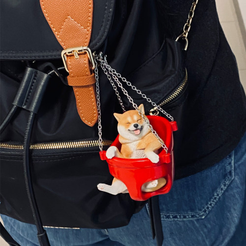 JXK荡秋千的柴犬模型吊饰摆件
