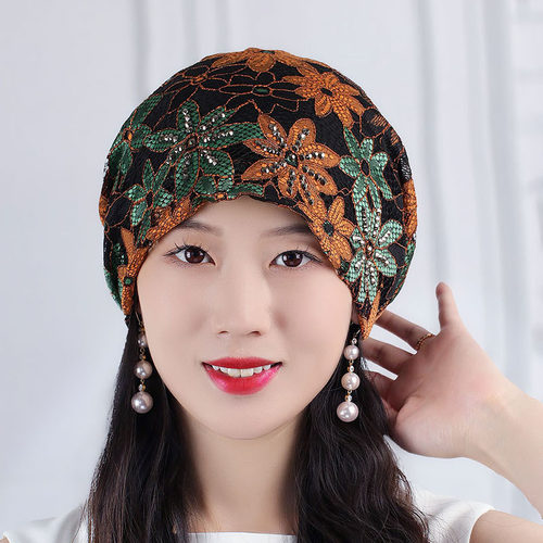 女士春夏天薄款透气包头帽子