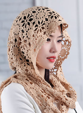 杏莲花春秋围巾甜美女镂空