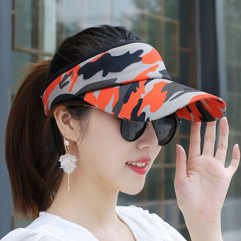 帽子男女款空顶迷彩扎马尾登山