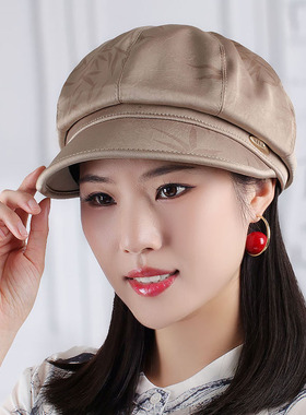 女春秋天包边鸭舌帽子时尚八角帽
