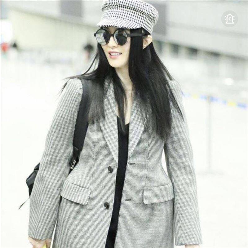 上新冰冰格子帽 女欧美风平顶帽时尚休闲气质女帽小号帽子