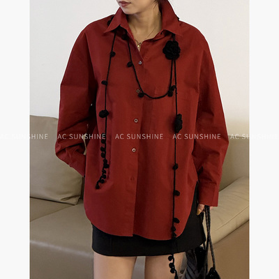 SUNSHINE早春花朵系带衬衫外套