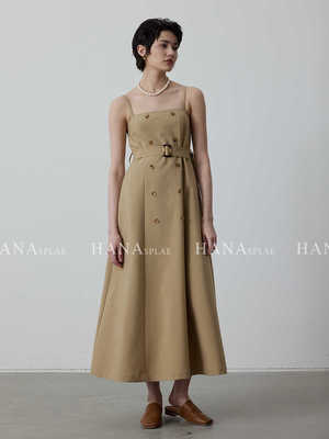 原创设计秋季新品吊带裙风衣外套