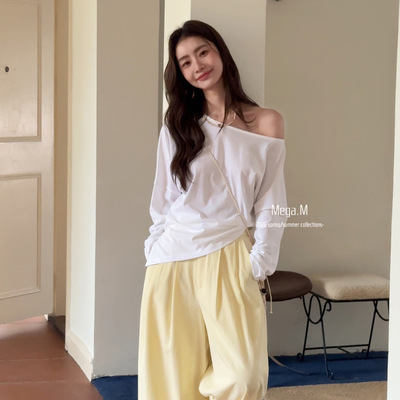 MEGA春季斜领宽松不规则衬衫