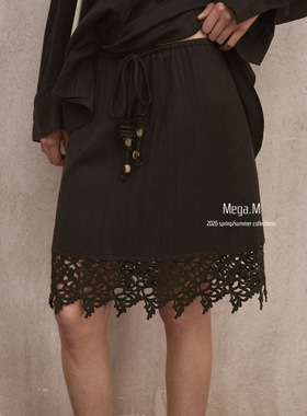 MEGA 春季新款类似拼接包臀高腰半身裙女装A字短款裙子2014