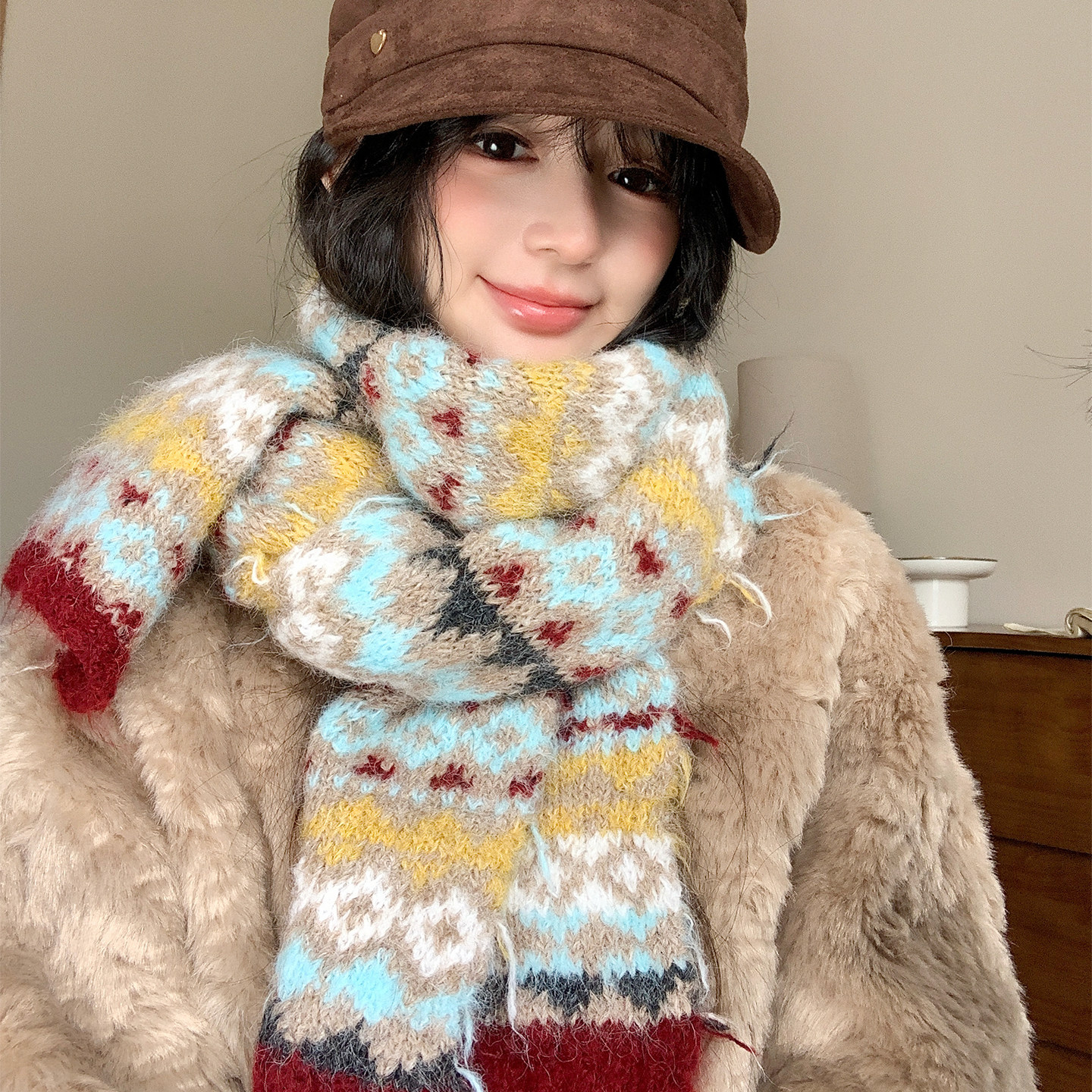 秋冬季2025新款提花围巾女