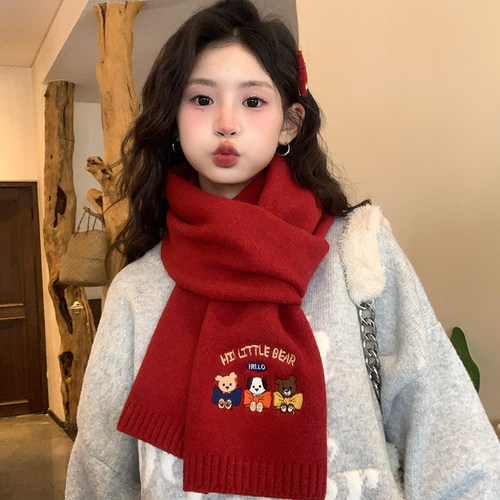 【原版2025新款】小熊刺绣围巾